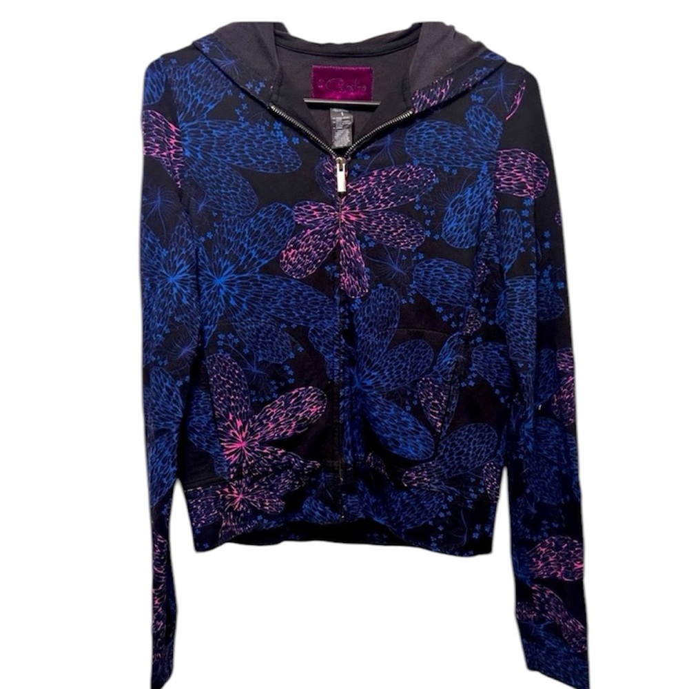 Cisto Long Sleeve Viscose Blend Hoodie Junior’s 1 Butterfly Patteen